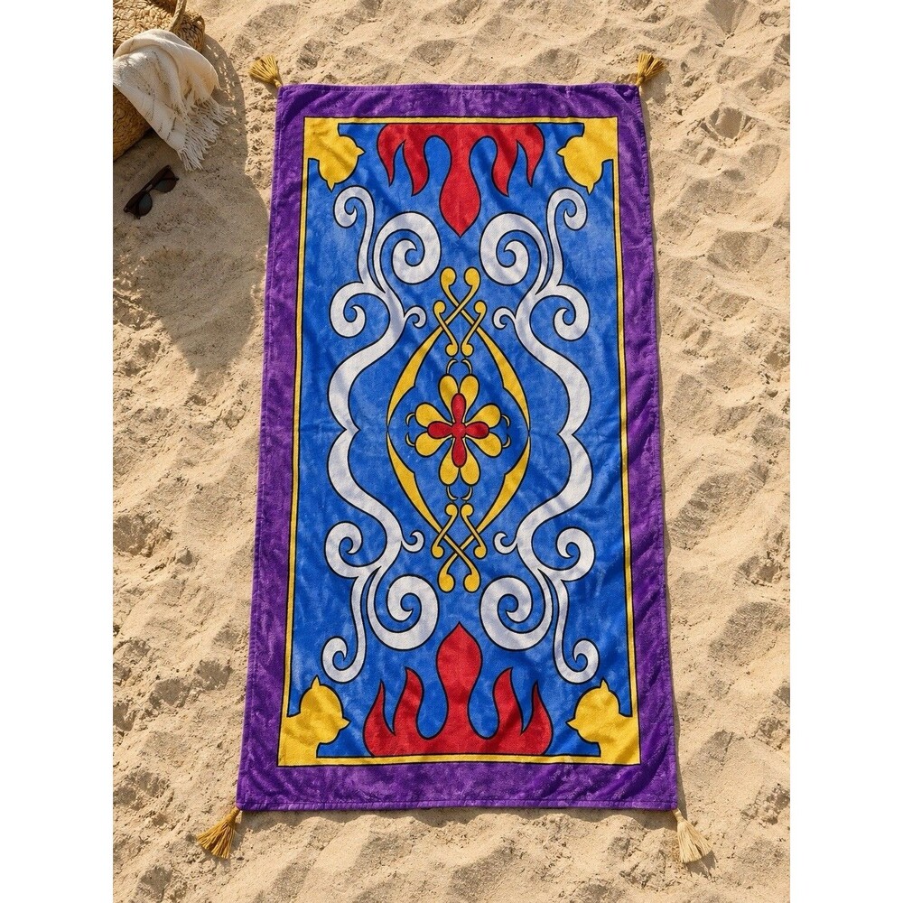 Disney Aladdin Magic Carpet Beach Towel 40x70‎ Genie Lamp Pool Resort Vacation
